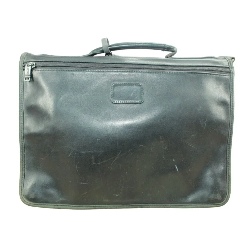 Tumi Black Genuine Leather Expandable Organizer Briefcase Laptop Bag